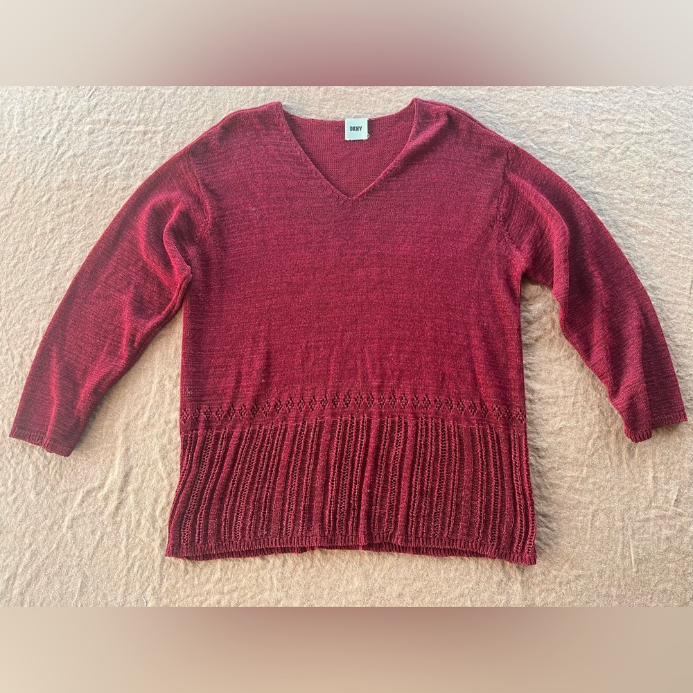 Red vintage DKNY lightweight knit sweater